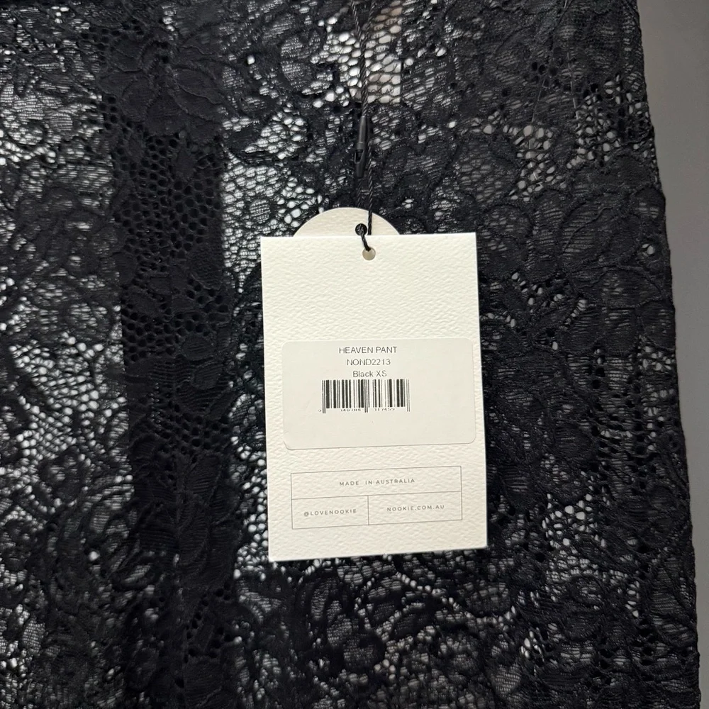 Nookie Black Lace Heaven Pant in Black Grunge Flare Stretch 90s Size XS - Picture 4 of 7